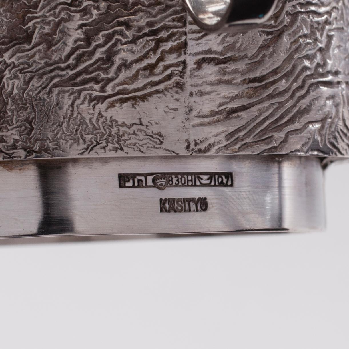 TEGLASHÅLLARE, 4 st, silver, Pekka Turtiainen Helsingfors 1969. Totalvikt 264 g.