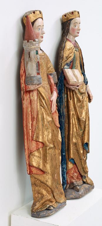 Two late Gothic 15th century wooden sculptures, probably northern Germany.