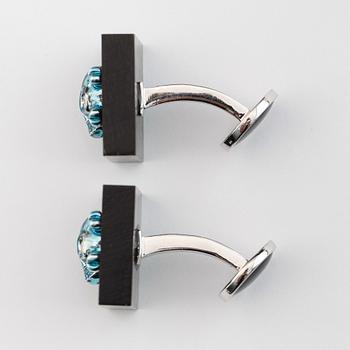 MANSCHETTKNAPPAR, 1 par, sterlingsilver, briljantslipade diamanter.