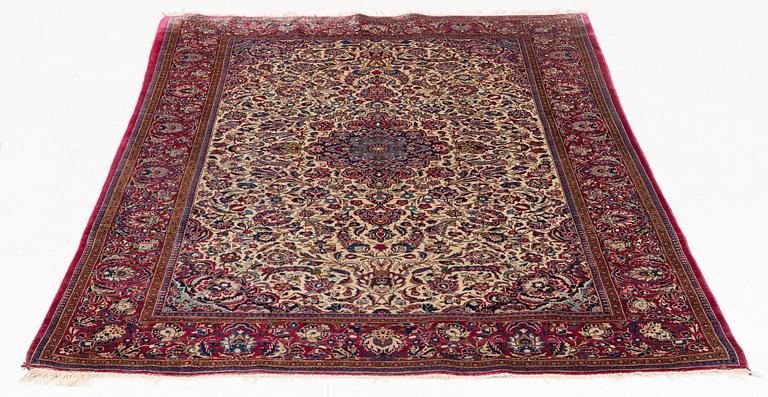 An antique silk Kashan rug, ca ca 200 x 124 cm.