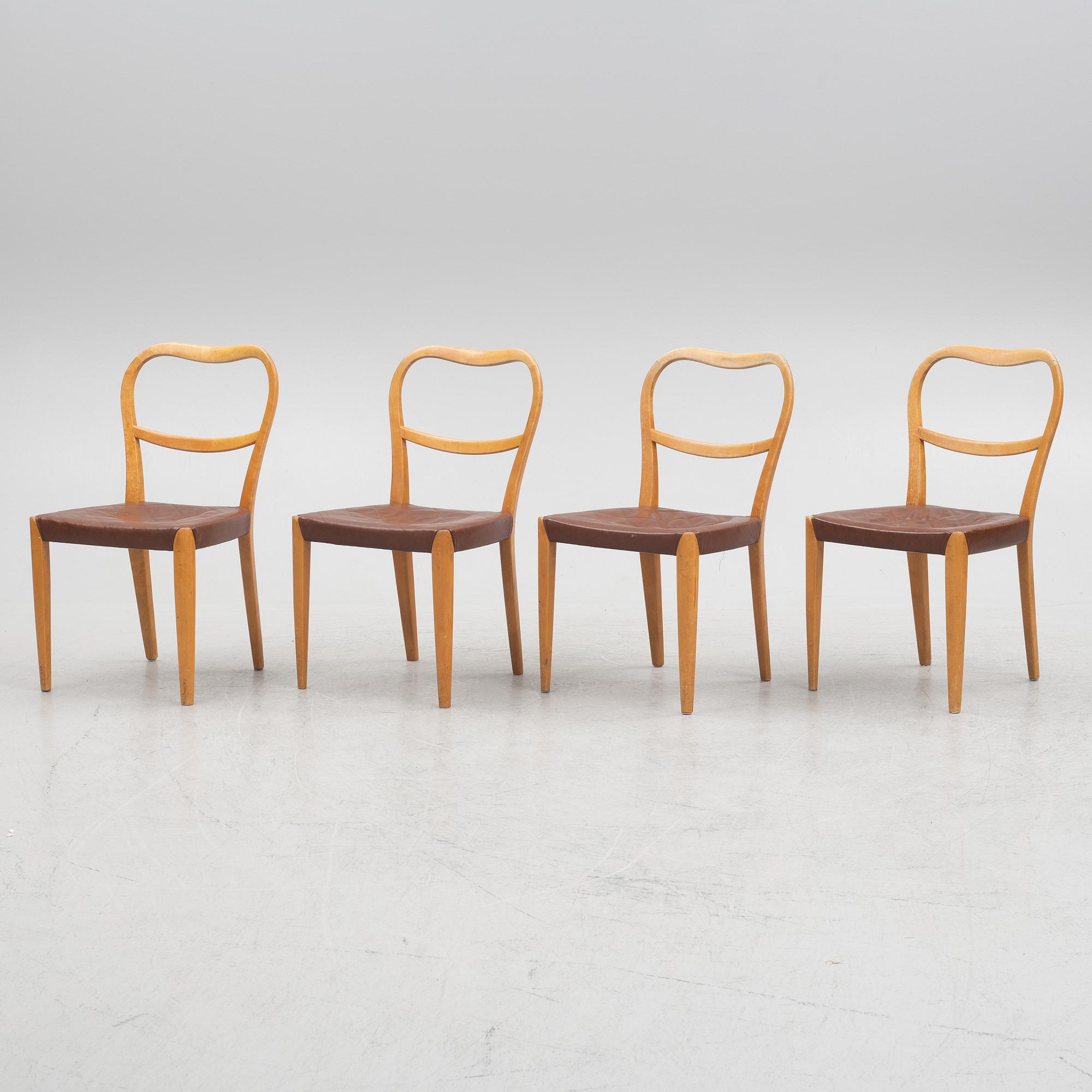 Axel Larsson, four chairs, 'Serie 1300', SMF, Bodafors, 1930s.