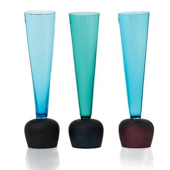 Venini, pokaler, 3 st, "Desdy", Murano, Italien, 1995.