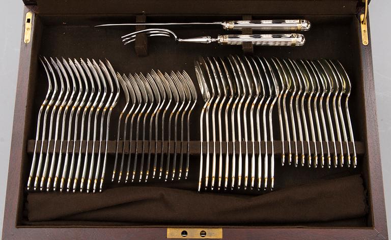 CHRISTOFLE 123-piece Aria Gold Ring Silver Plated Cutlery Set for Twelve persons.