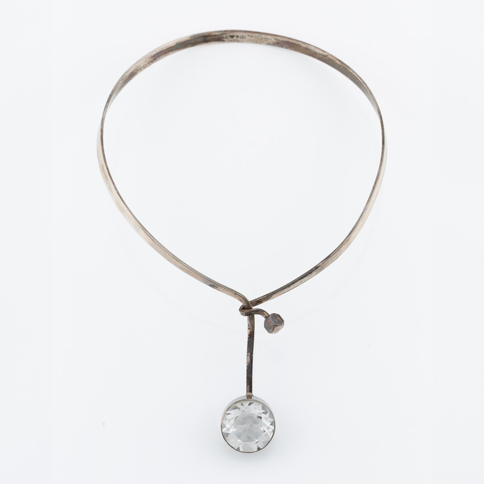 Necklace, bracelet, and a ring, silver with rock crystal, including pieces by Gert Thysell.