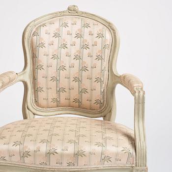 A pair of Gustavian armchairs, Stockholm, second part of the 18th century.