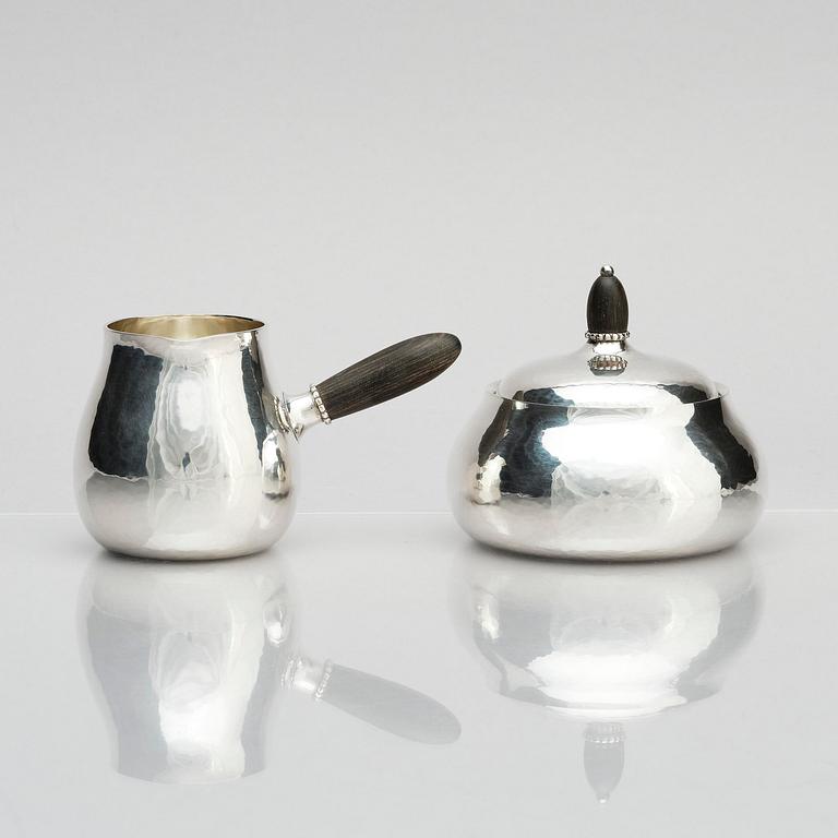 Georg Jensen, a sterling silver 3 pieces coffee set, Copenhagen, Denmark, after 1945, design no 80A.