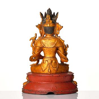 Avalokiteshvara, kallförgylld och lackerad brons. Mingdynastin (1368-1644).