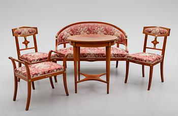 SALONGSMÖBEL, 5 delar, empirestil, 1900-talets första hälft.
