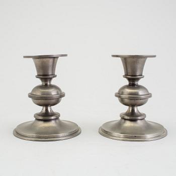 A pair of pewter candlesticks by Edvin Ollers, Stockholm 1950s.