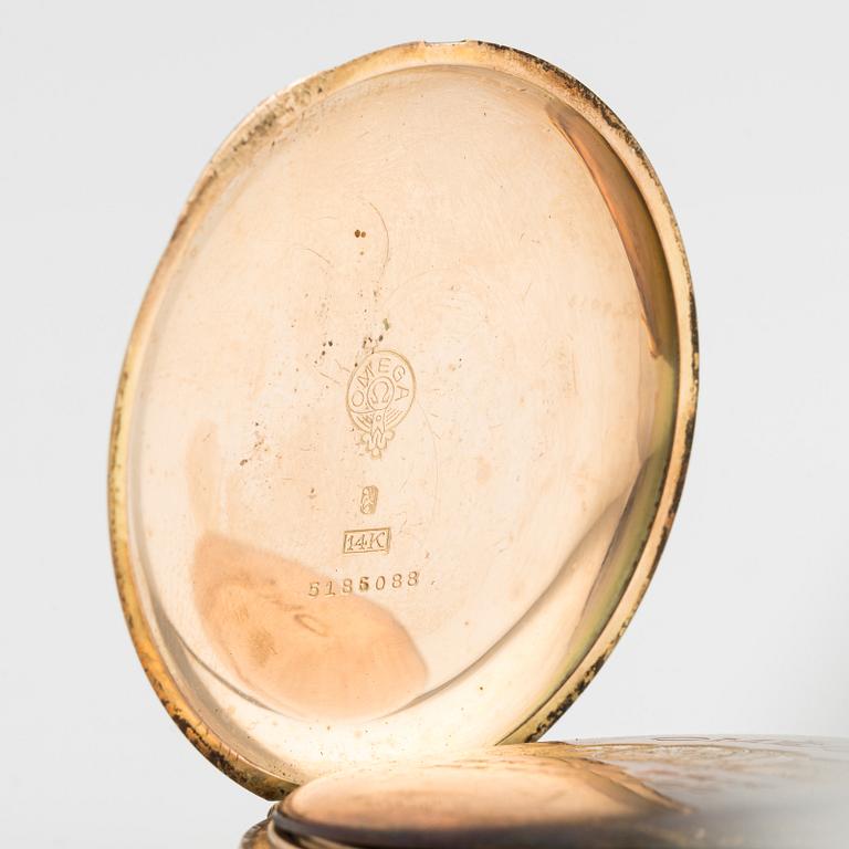 Omega, fickur, 14K guld, "Röd Tolva", 51 mm.