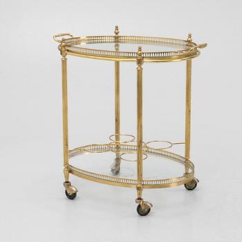 A brass and glass trolley, second part of the 20th Century.