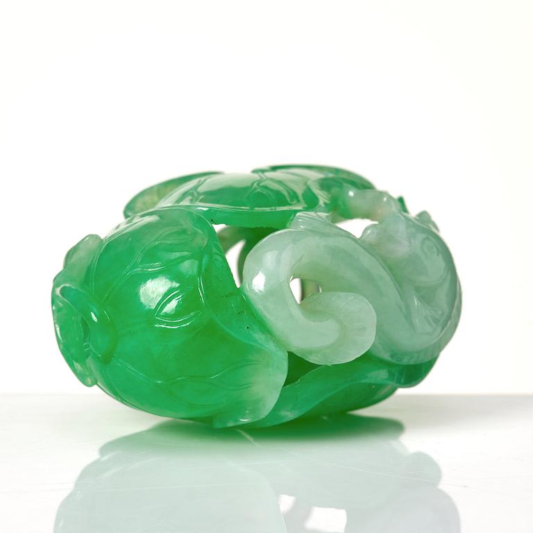 A Chinese coloured jadeit sculpture, 20th Century.