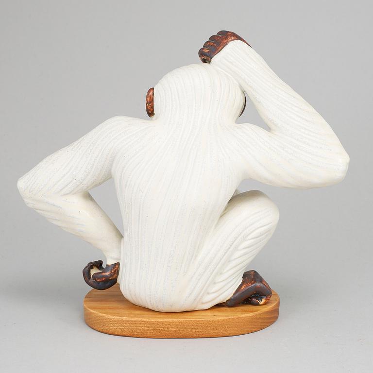 GUNNAR NYLUND, a stoneware figure of a monkey, Rörstrand, Sweden ed. 124/250.