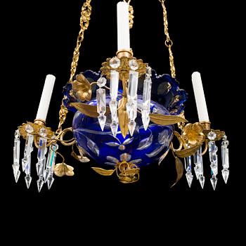 A late Empire gilt metal and glass chandelier, mid 19th Century.