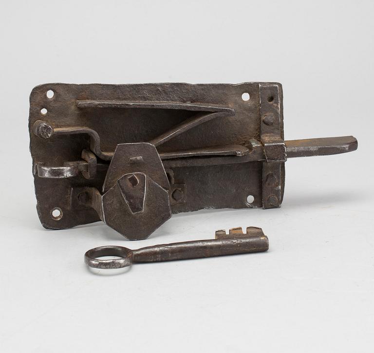 LOCK WITH KEY, Late 18th century,