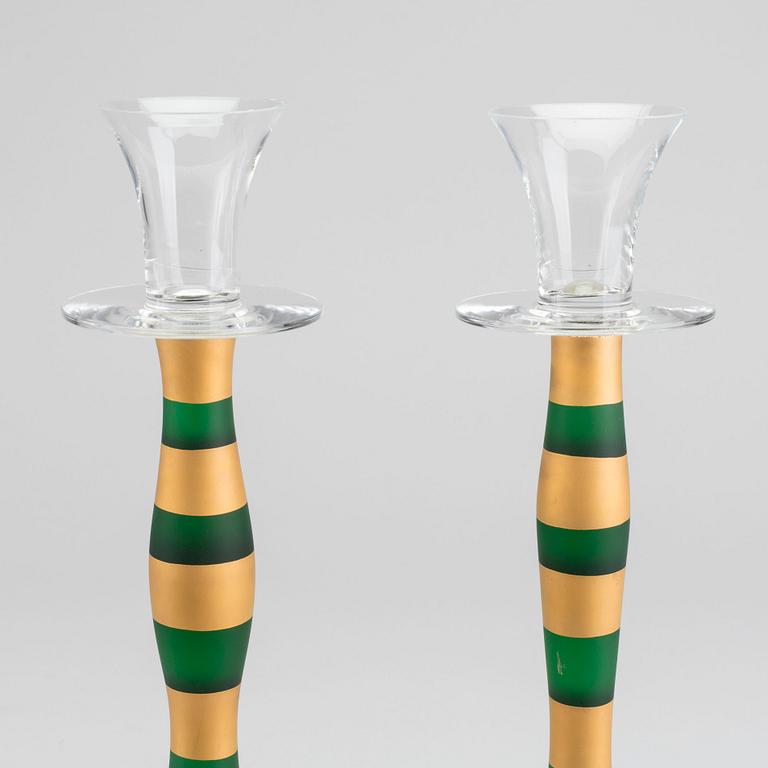 A PAIR OF CANDLESTICKS "CELESTE" BY ANNE NILSSON ORREFORS.