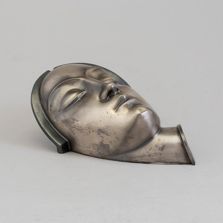 GERHARD SCHLIEPSTEIN, a porcelain and pewter mask from Rosenthal, Germany, 1920's.