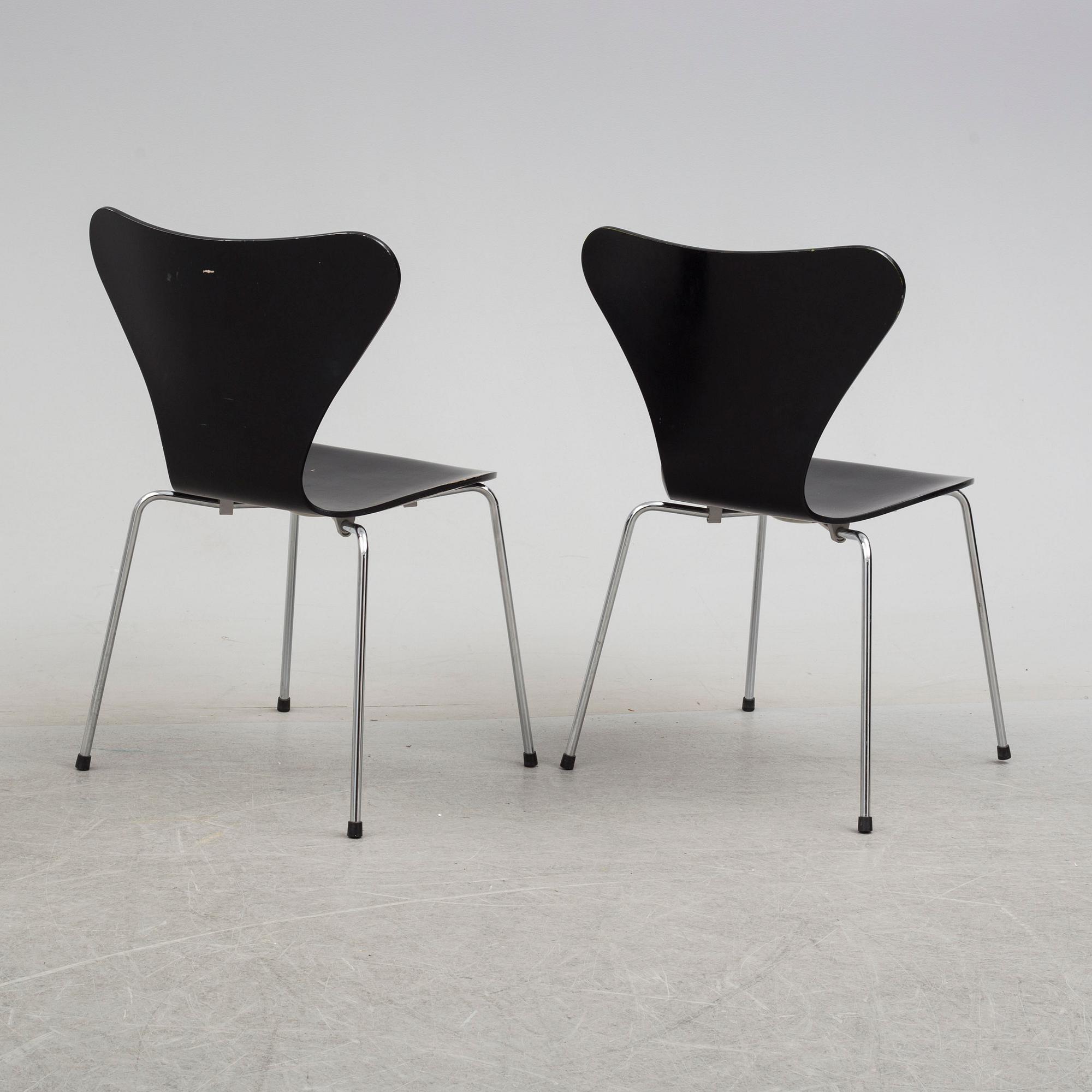 ARNE JACOBSEN, stolar, 7 st, "Sjuan", Fritz Hansen,