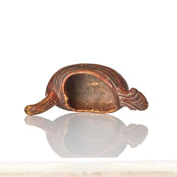 A Swedish carved and painted figural drinking vessel from Jämtland or Härjedalen, late 18th / early 19th century.