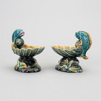 a pair of Jugend maiolica salt cellars by Rörstrand.