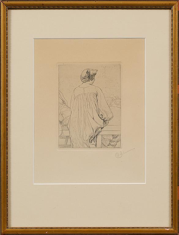 CARL LARSSON, etsning, monogramsignerad.