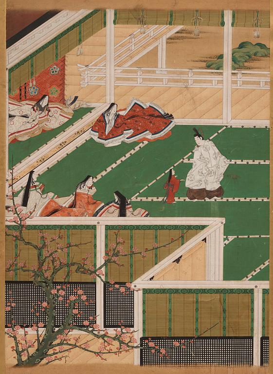 A Japanese six fold screen, Edo period (1603-1868).