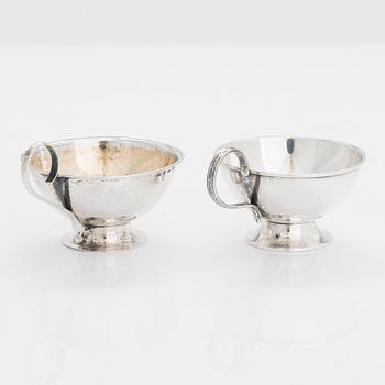 Two sterling silver bowls, Gustav Jansson 1955, 1960, and eight similar silver punsch cups, GAB and CGH 1933-41. Sweden.