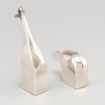 GUNNAR CYRÉN, two silverplated zinc figurines, Danish Design.