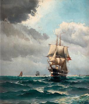 Vilhelm Victor Bille, "Skepp på redden vid Kronborg" (Ships near Kronborg castle).