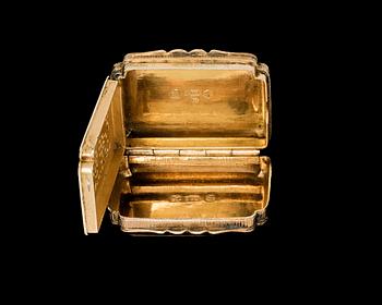 A 19th century English miniature box, 9k gold.