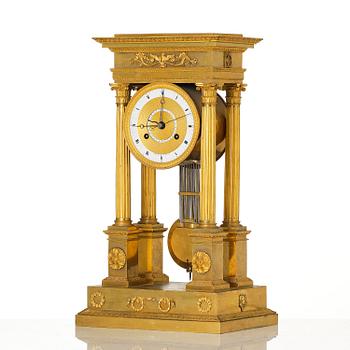 An Empire ormolu portico clock by Louis Bausse (watchmaker in Paris ca. 1807-24).