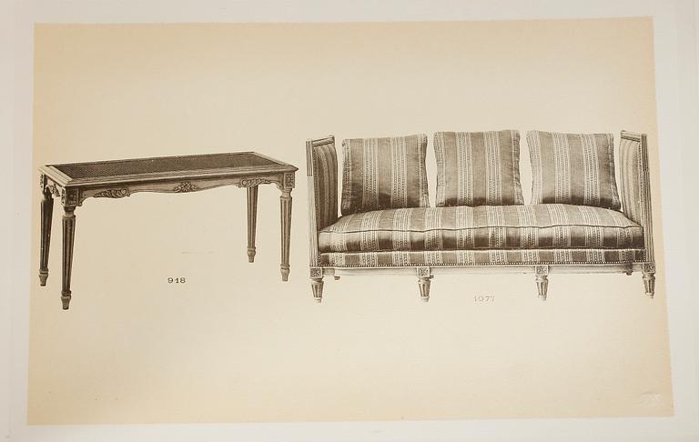 MÖBELKATALOG,  ca 70 planscher. 1800-talets slut.