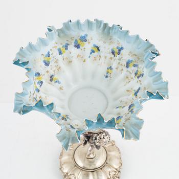 A glass and silver plated centerpiece, Homan Silver Plate Company, around the year 1900.