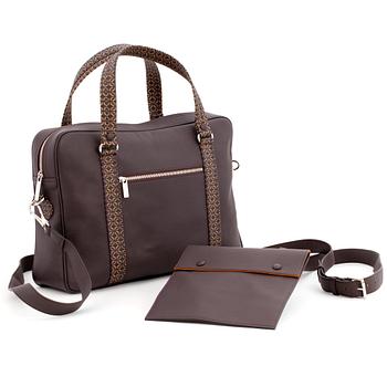 489. PINEL & PINEL, 2 brown calf leather bags.