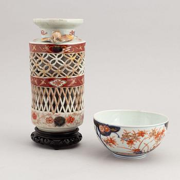 A Japanese vase and a bowl, 18th and 19th Century.