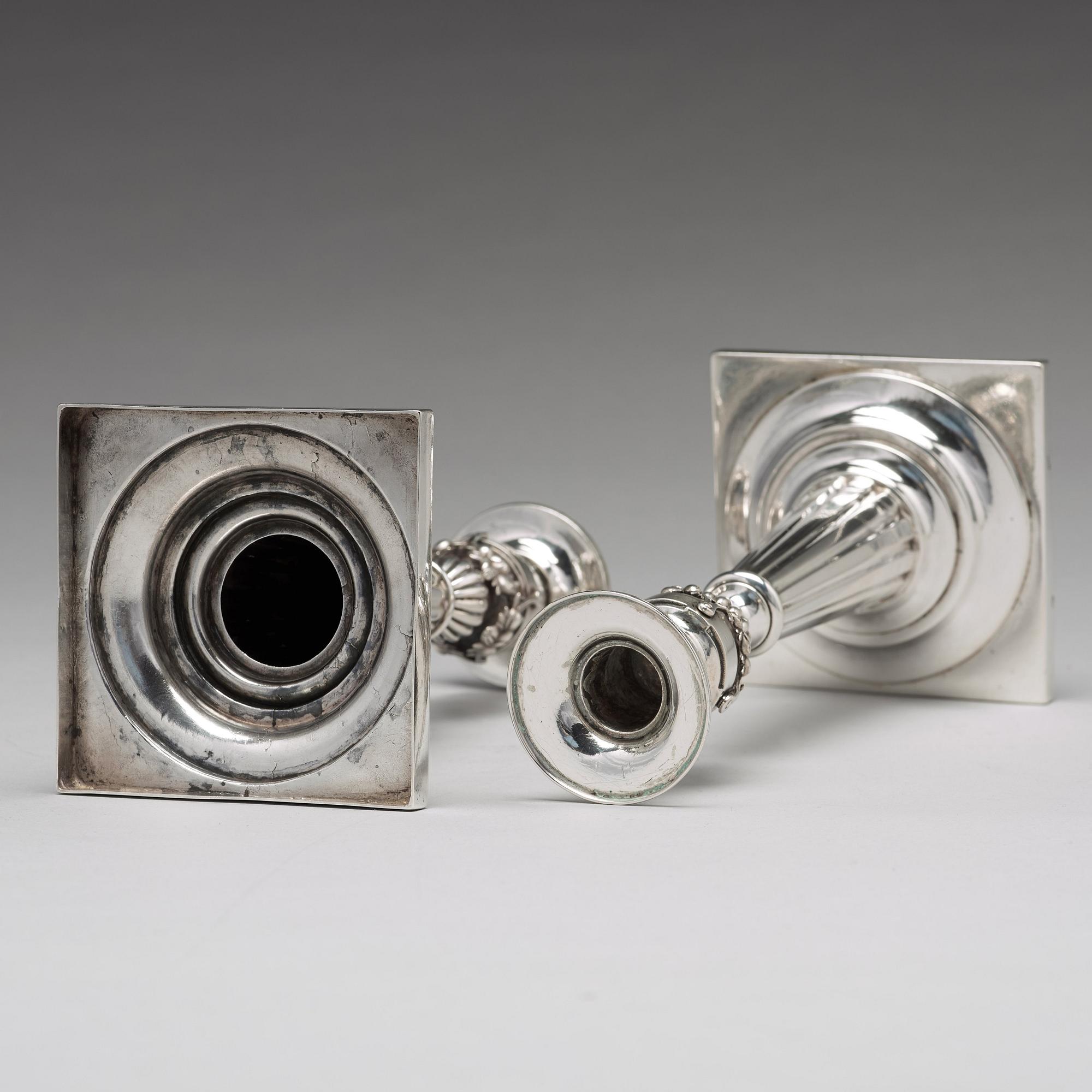 Johann Rudolf Haller, ljusstakar, ett par, silver, Augsburg 1801.