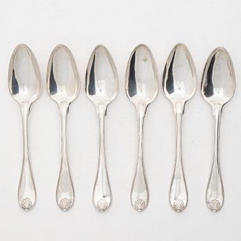 Adolf Zethelius, Six Swedish silver dinner spoons, mark of Adolf Zethelius, Stockholm 1831-1839.
