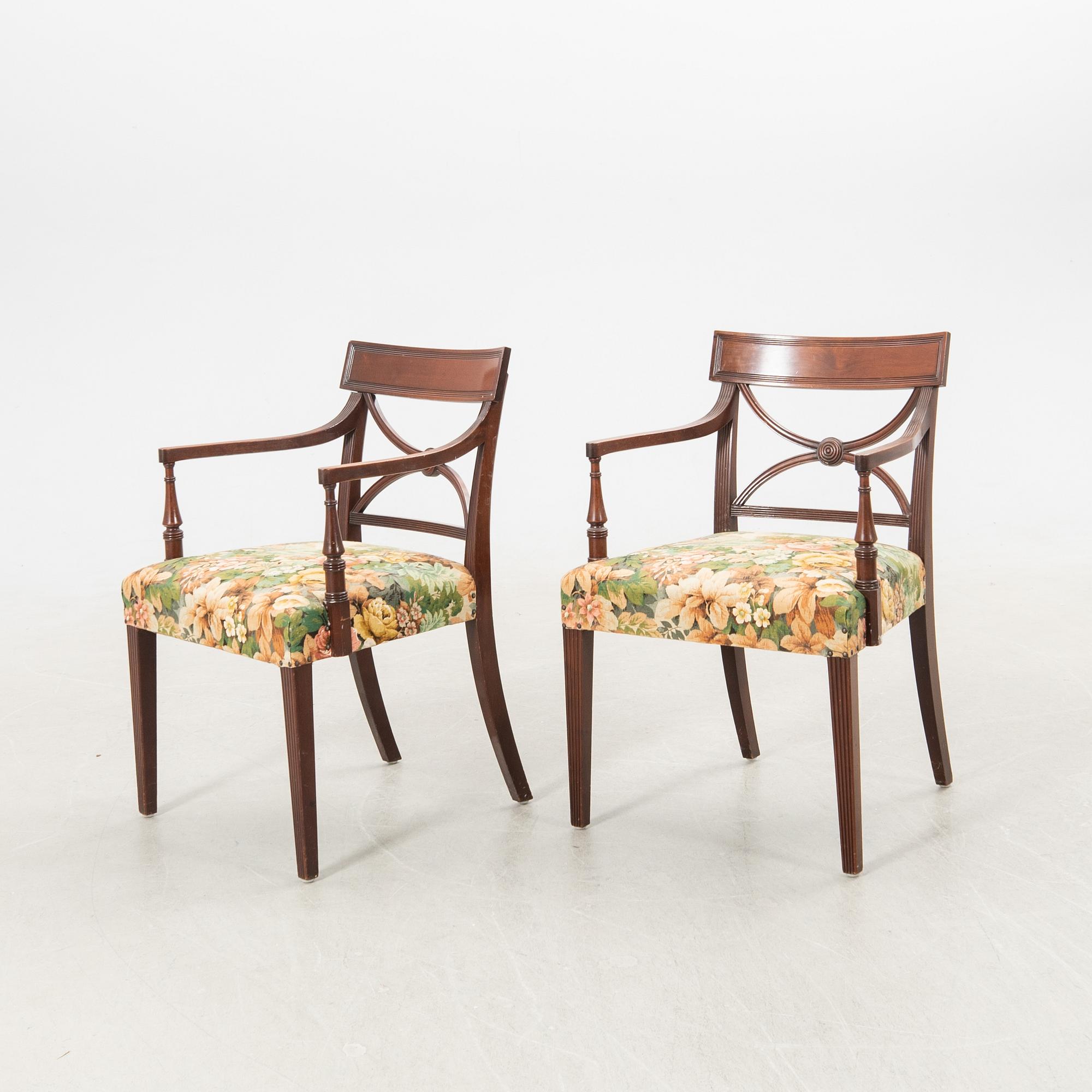 Armchairs, a pair, Regency style, mid-20th century.
