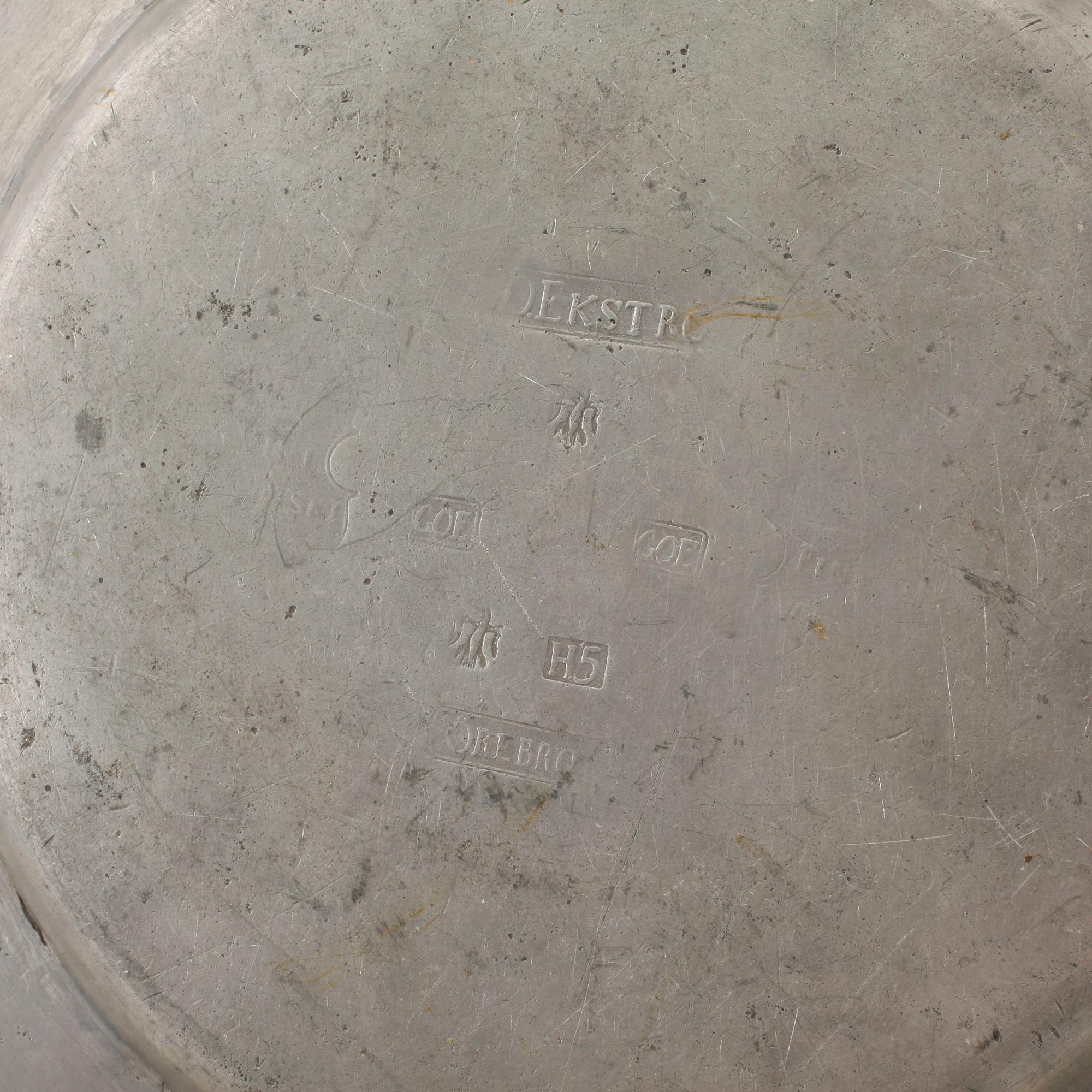 TALLRIKAR, 6 st, tenn, London och Örebro, 1700- och 1800-tal.