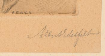 Albert Edelfelt, etsning, signerad.