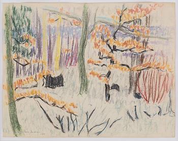 RUNE JANSSON, chalk drawing, signed and dated -40.