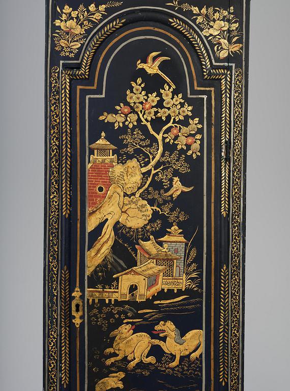 A George II blue-japanned longcase clock by William Barrow (watchmaker in London 1700-36).