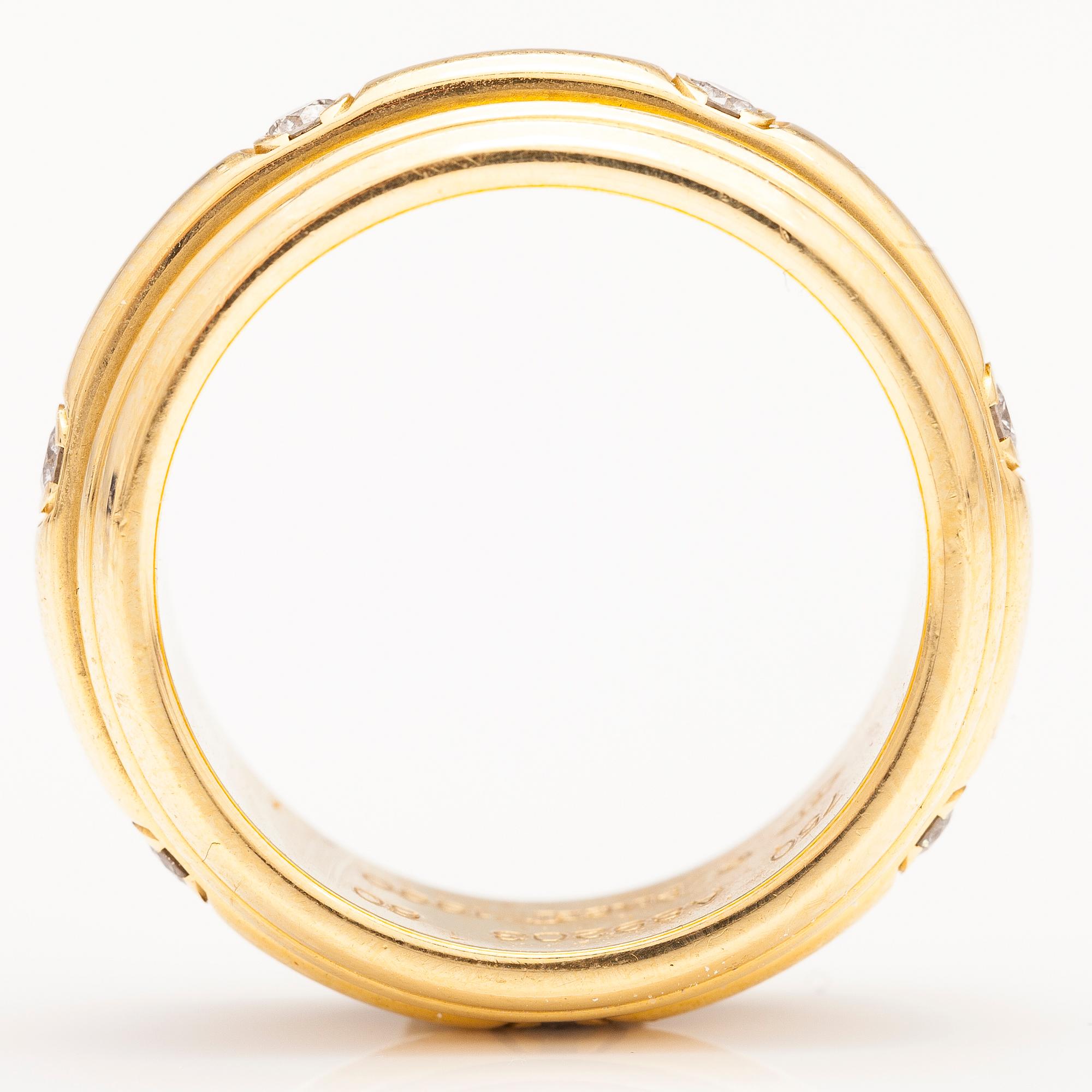 PIAGET. An 18K gold ring with diamonds ca. 0.21 ct in total. Marked A89203.