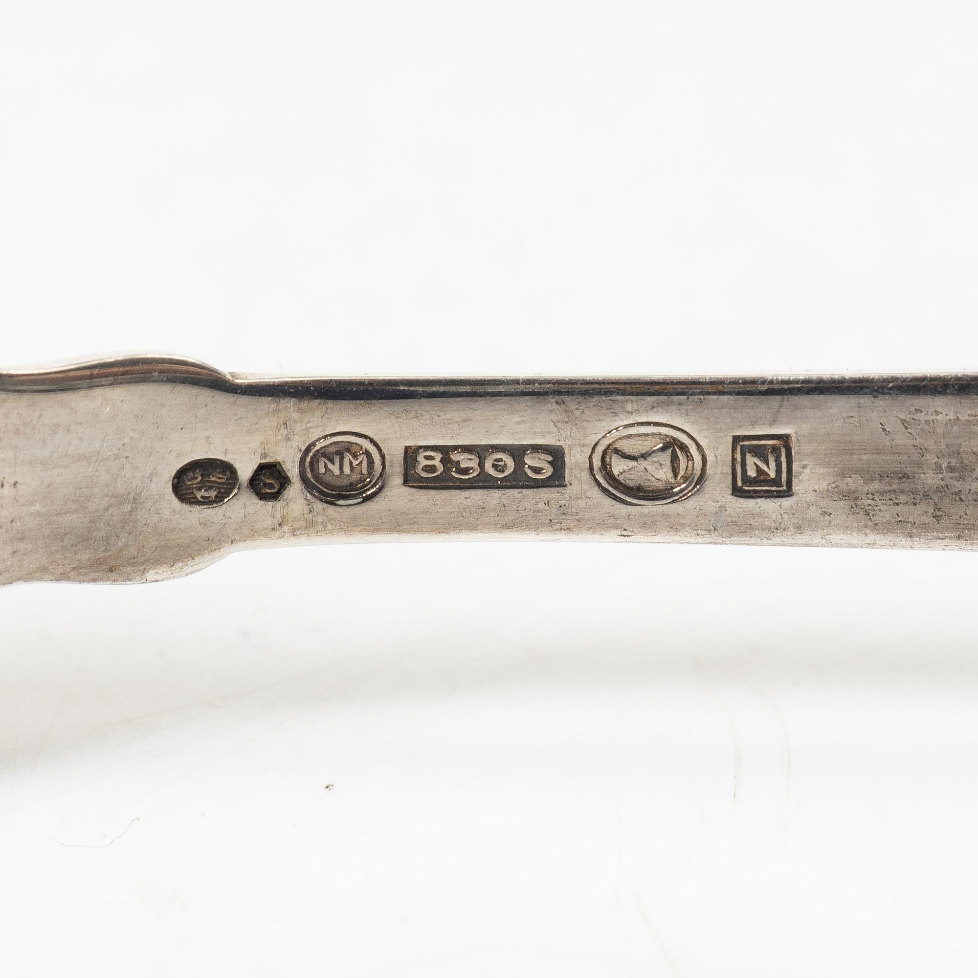 Eleven silver coffee spoons and twelve silver cake forks, model 'Lillemor', Norway, 20th century.