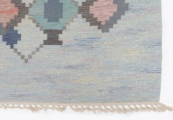 Judith Johansson, a carpet, 'Myosotis' ('Forget-me-not'), flat weave, c. 278 x 205 cm, signed JJ.