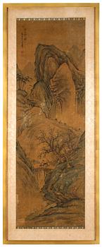 1313. A painting on silk of figures in a landscape, by Anonumous artist, Qing dynasty, 18th/19th Century.