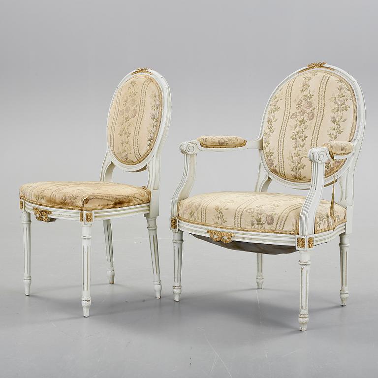 SOFFGRUPP, 5 delar, gustaviansk stil, 1900-tal.