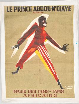 B Castelli Aubin, litografisk affisch, "Magie des Tams-Tams Africains", omkring 1900.
