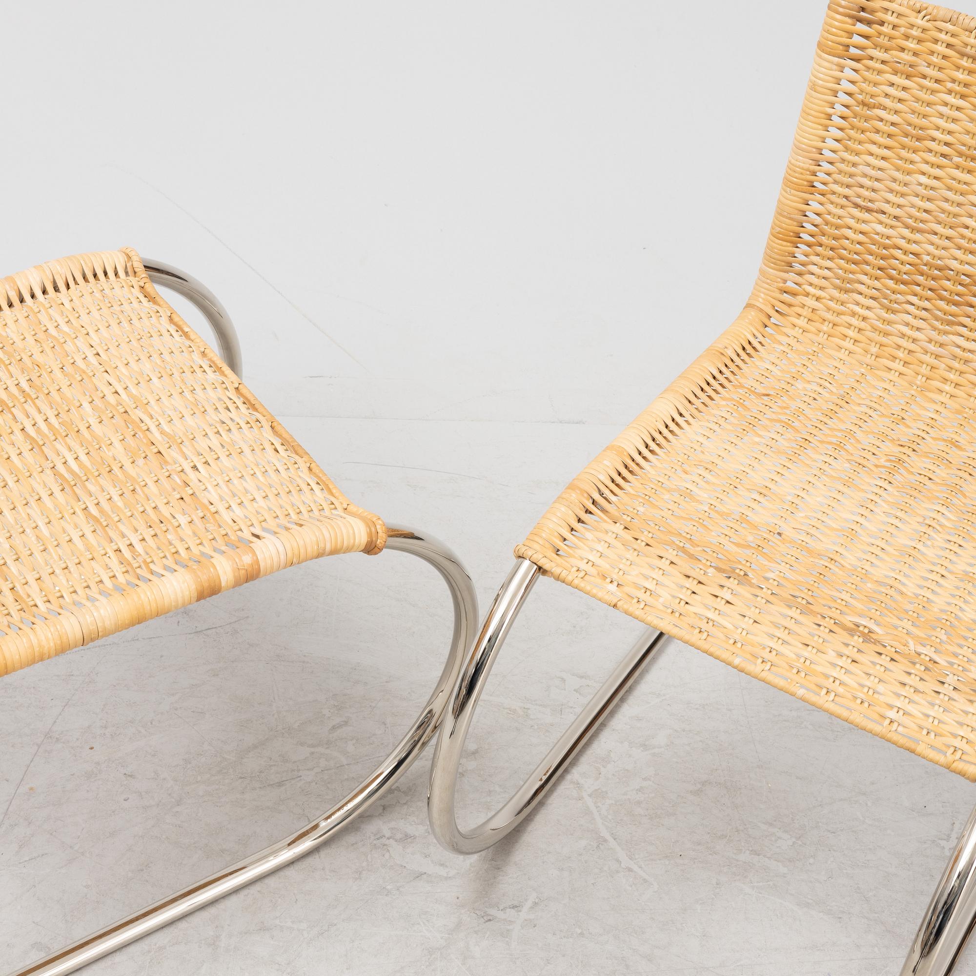 Ludwig Mies van der Rohe, a pair of tubular steel 'MR10' chairs, Tecta.