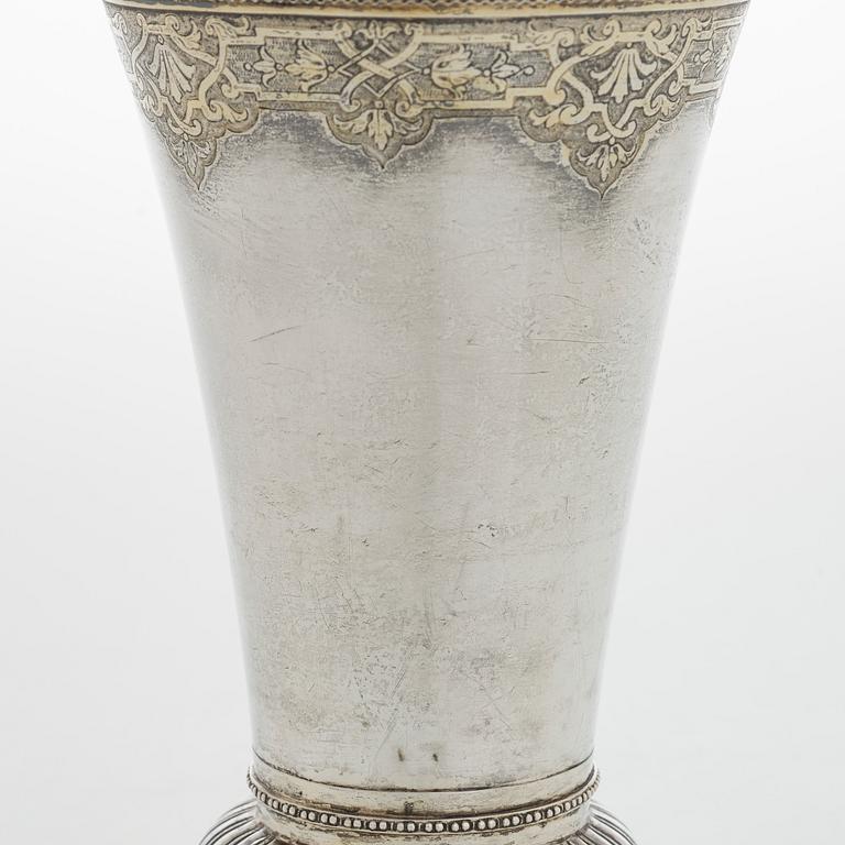A parcel-gilt silver cup, maker's mark of Gustaf Stafhell the Elder, Stockholm 1743.